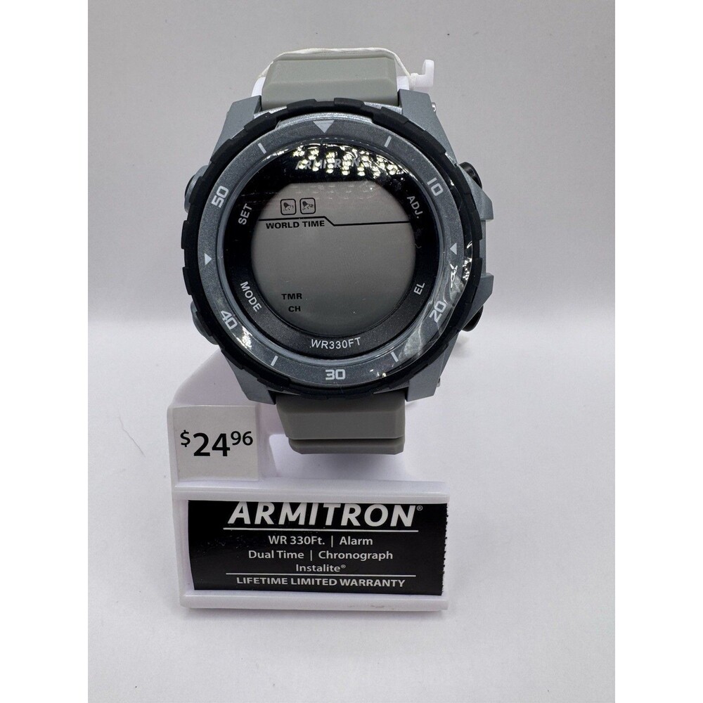 Armitron Men's Sport Digital Chronograph Resin Strap Watch Grey 40/8490 New